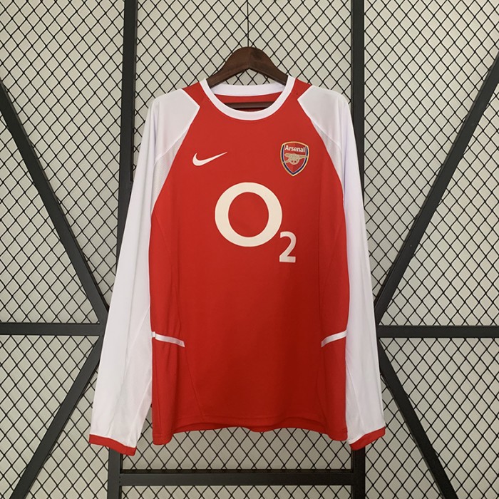 Retro 02/04 Arsenal Home Red White Jersey Kit Long Sleeve-6723504
